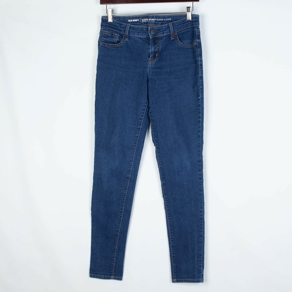 Old Navy Womens Super Skinny Mid Rise Denim Jeans Size 2 Dark Wash Casual Staple